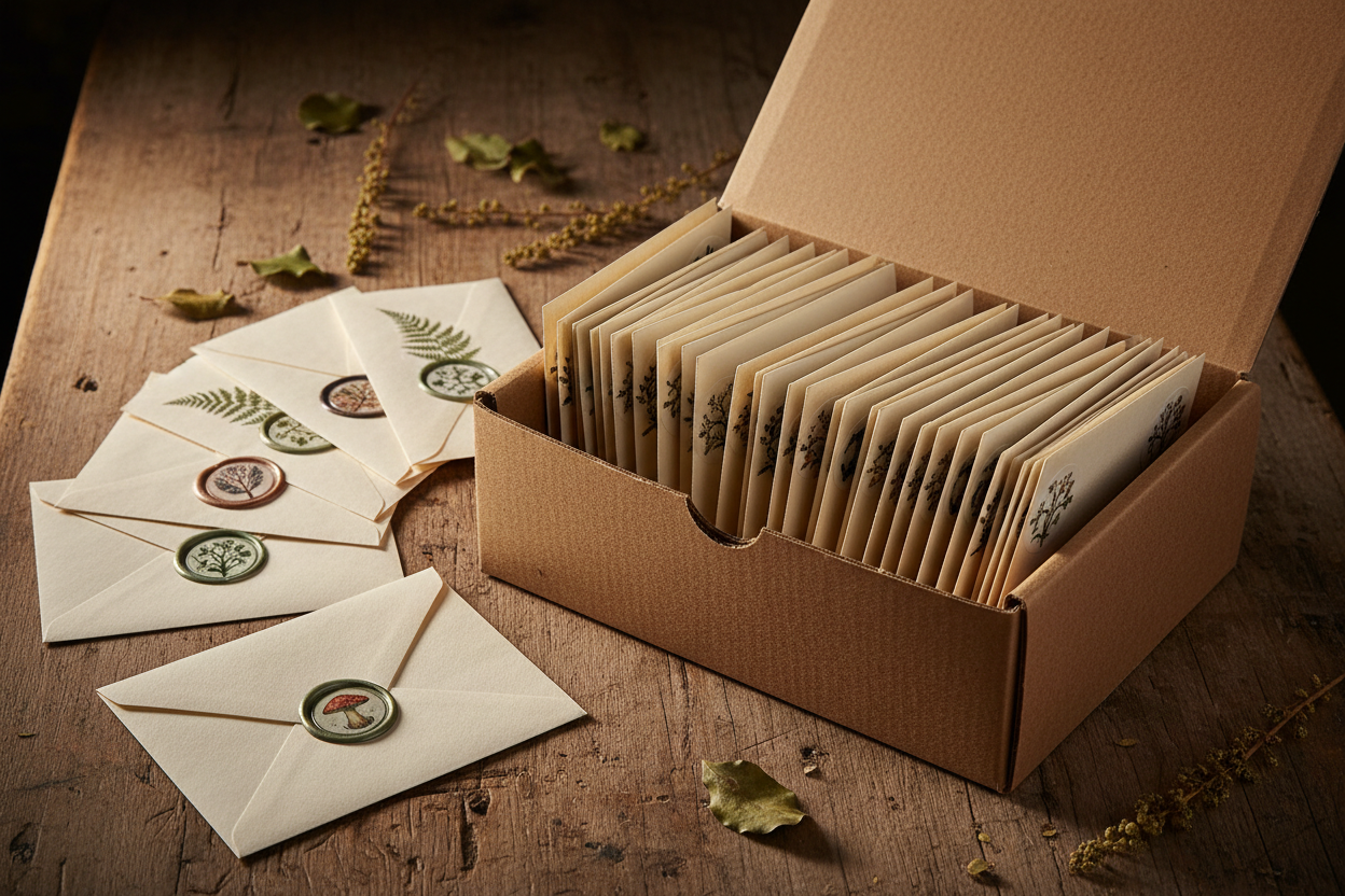 Box of letters with sticker seals