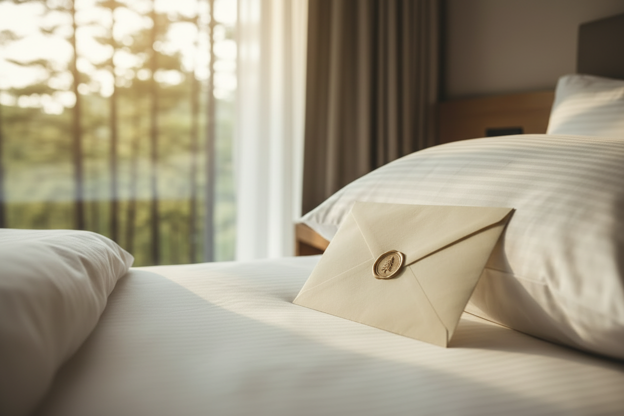 Envelope on pillow