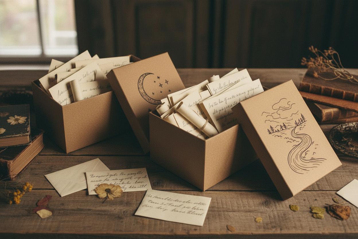 Letter Boxes with River Illustration